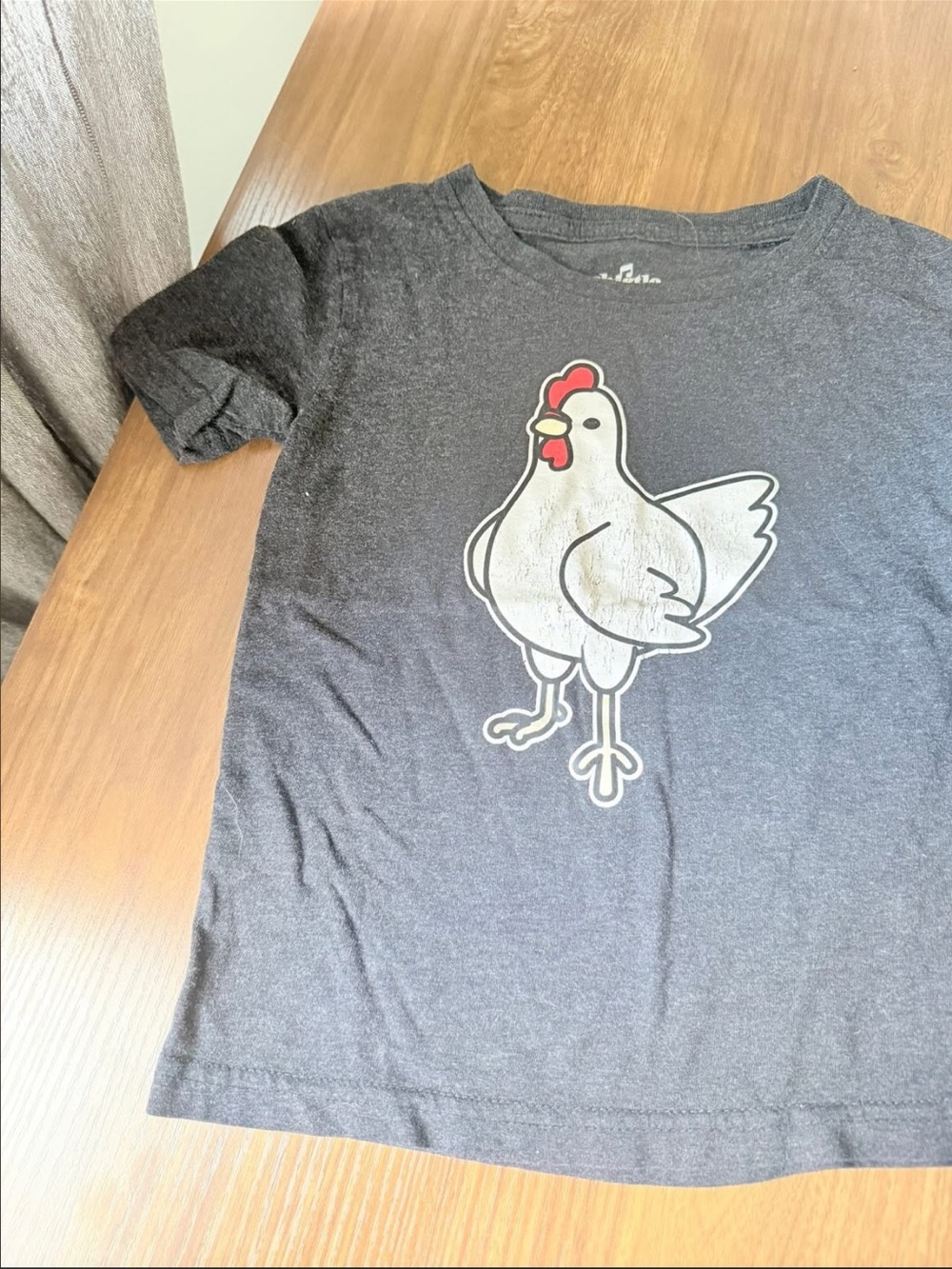 Whistle & Flute - 5/6T - Kids Graphic Tee with White Chicken Print - Black